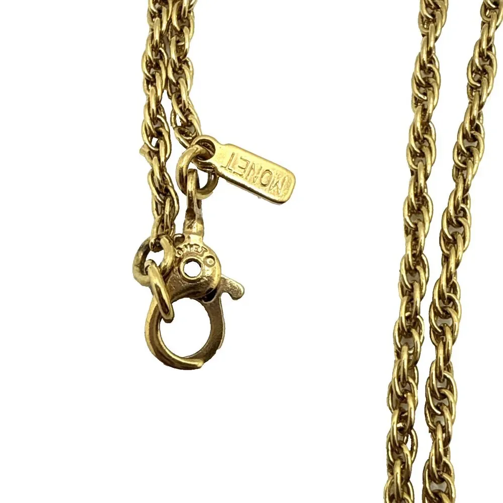 Vintage AVON Monogram D Pendant Necklace Monet Gold Tone Chain Long 30